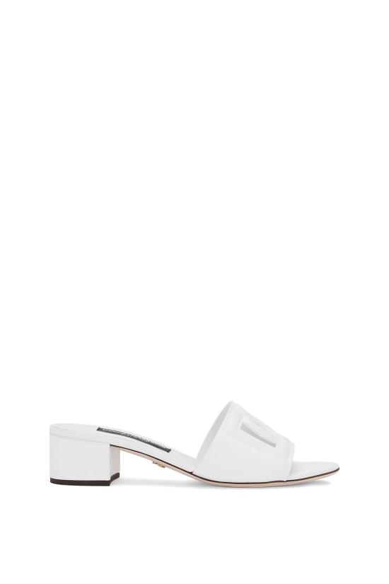 26FW 돌체앤가바나 DG 로고 카프스킨 슬라이더 CR1755AY329 80001 Bianco