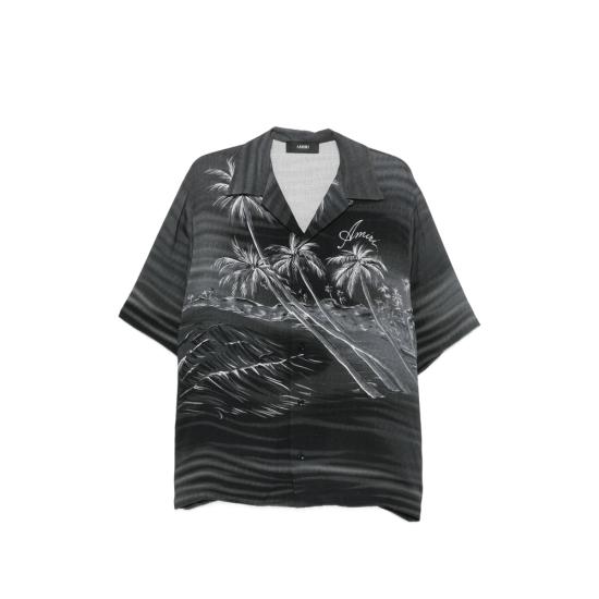 26FW 아미리 반팔 셔츠 AMTOSH1166 BLACK BLACK WHITE