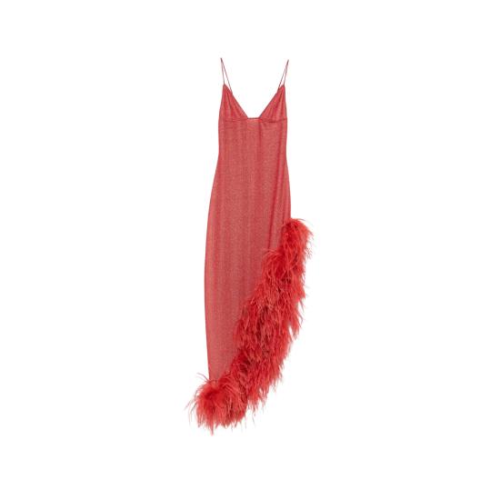 26FW 오세리 롱 원피스 LLF268 LUREX PLUM CORAL RED