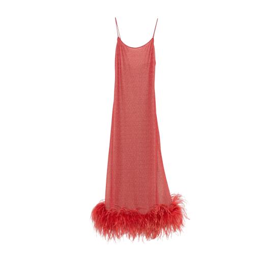 26FW 오세리 롱 원피스 LLS238 LUREX PLUM CORAL RED