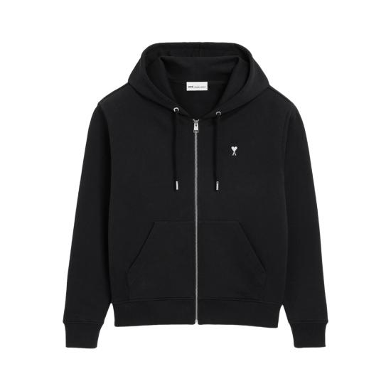 26SS 아미 스몰 하트 로고 코튼 후드 집업 HSW765 730 045 BLACK