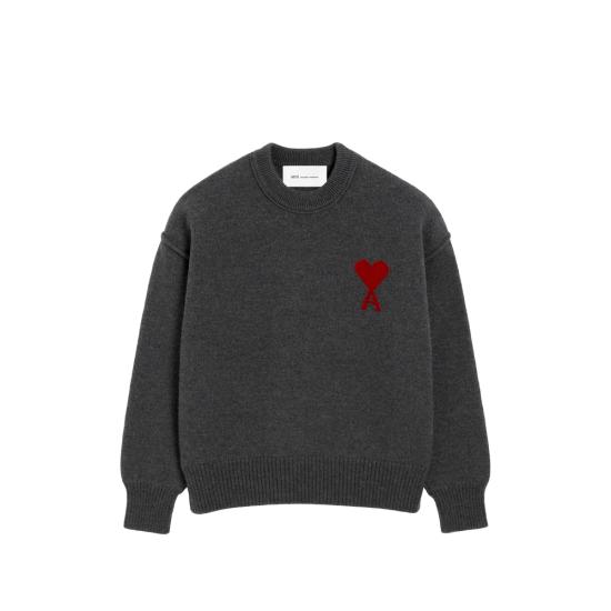 26FW 아미 빅 하트 울 크루넥 스웨터 UKS838 018 084 GREY - AMI