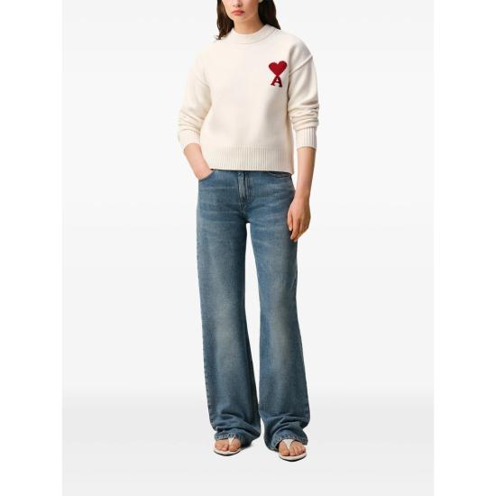26SS 아미 빅 하트 울 크루넥 스웨터 UKS838 018 154 NEUTRALS - AMI
