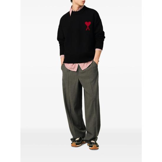 26FW 아미 빅 하트 울 크루넥 스웨터 UKS838 018 009 BLACK