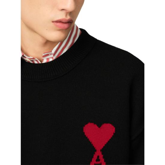 26FW 아미 빅 하트 울 크루넥 스웨터 UKS838 018 009 BLACK - AMI