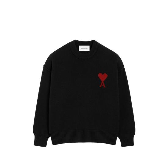 26FW 아미 빅 하트 울 크루넥 스웨터 UKS838 018 009 BLACK - AMI