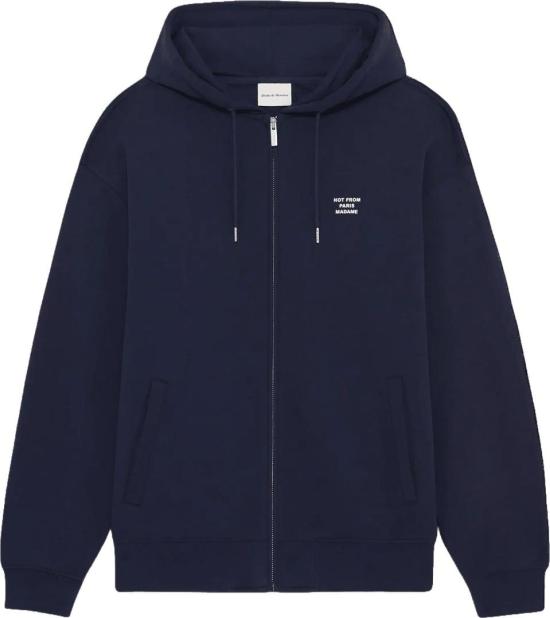 26FW 드롤드무슈 후드 티셔츠 DROLEDEMONSIEURPERMHO207CO312NYSLOGANZIPTHROUGHHOODIEZIPTHROUGHSWEATERSNAVY
