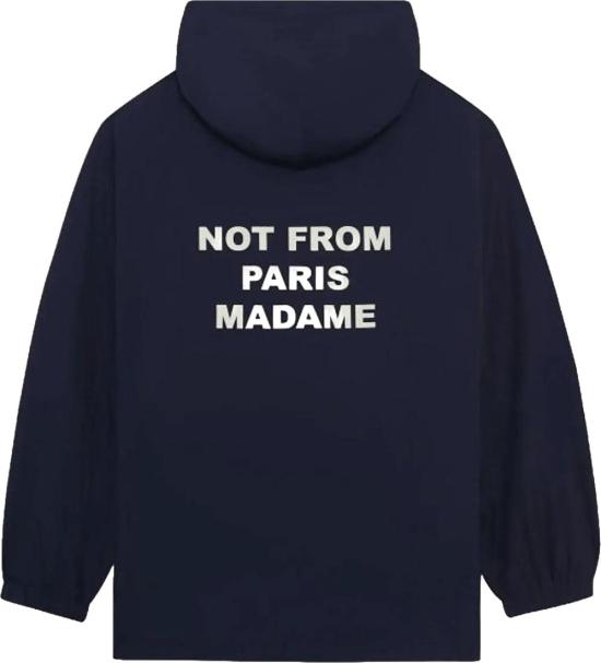 26FW 드롤드무슈 후드 티셔츠 DROLEDEMONSIEURPERMHO207CO312NYSLOGANZIPTHROUGHHOODIEZIPTHROUGHSWEATERSNAVY - DROLE DE MONSIEUR
