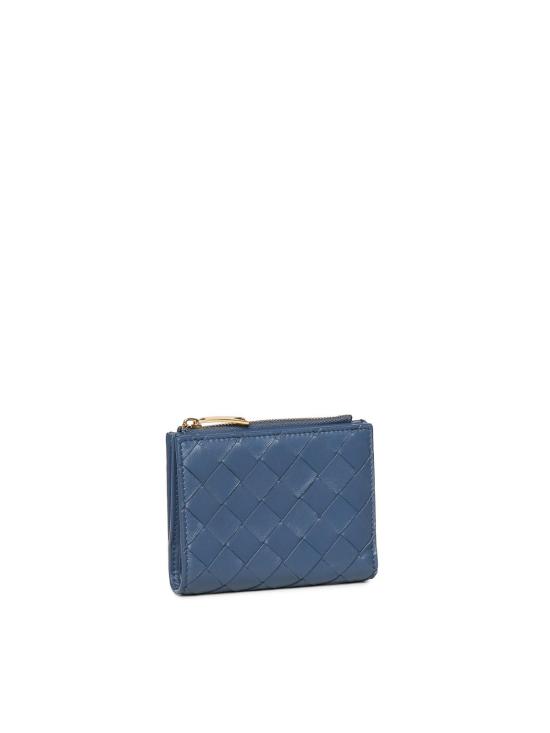  보테가베네타 인트레치아토 스몰 바이폴드 월렛 742330VCPP34019 Blue - BOTTEGA VENETA