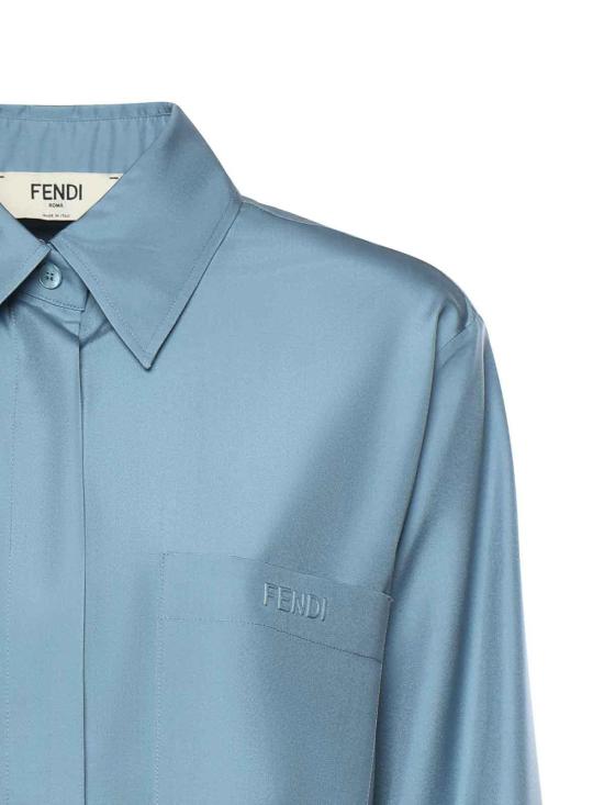 26SS 펜디 실크 포플린 셔츠 FS8333AVJRF1UKD Blue - FENDI