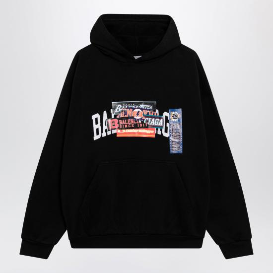26FW 발렌시아가 후드 티셔츠 871956TUVS8 Black