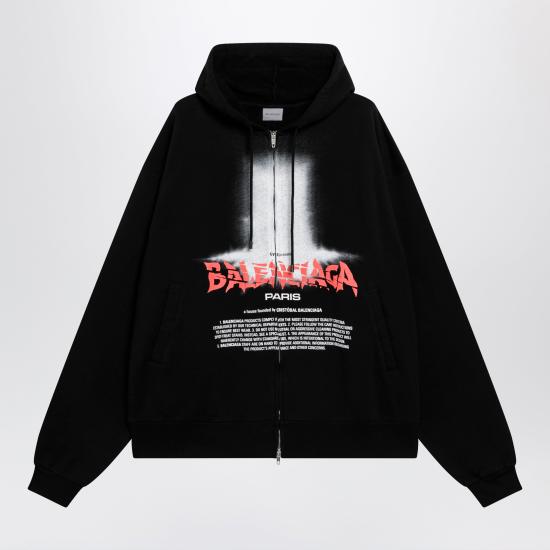 26FW 발렌시아가 후드 티셔츠 850338TUVQ9 Black