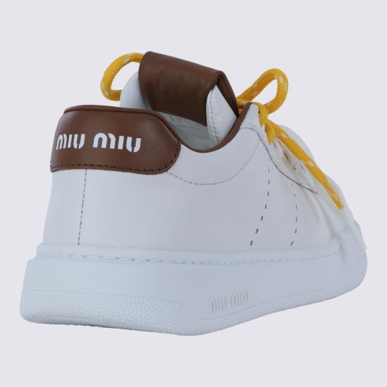 26FW 미우미우 레더 스니커즈 5E387EF005 3L48F0TPR BIANCO COGNAC - MIU MIU