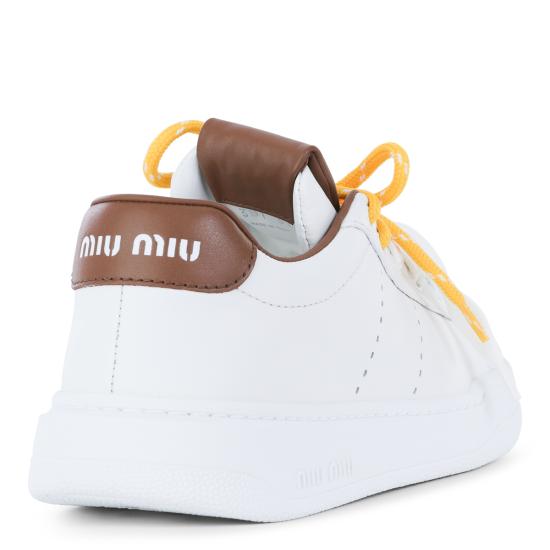 26FW 미우미우 레더 스니커즈 5E387EF005 3L48F0TPR BIANCO COGNAC - MIU MIU