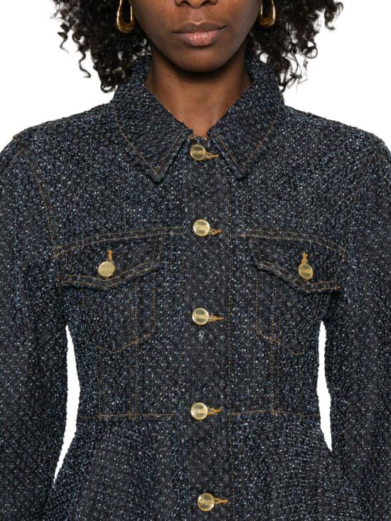 26FW 가니 트위드 데님 페플럼 자켓 A1010077077 NAVY - GANNI