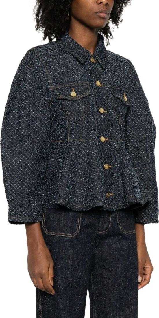 26FW 가니 트위드 데님 페플럼 자켓 A1010077077 NAVY - GANNI