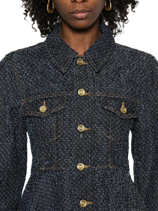 26FW 가니 트위드 데님 페플럼 자켓 A1010077077 NAVY - GANNI