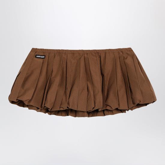 26FW 미우미우 숏 스커트 MG2723OOO19OS Brown - MIU MIU