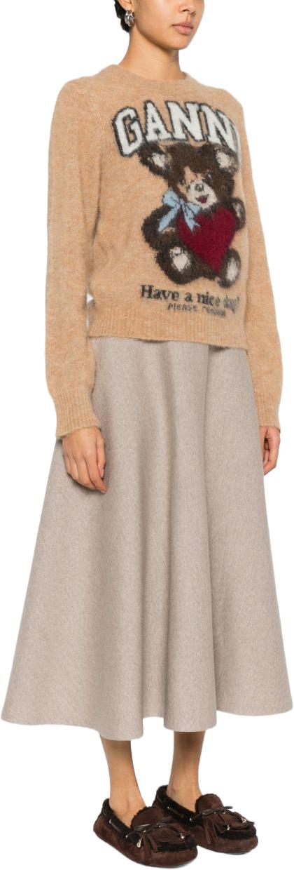 26FW 가니 베어 그래픽 울 니트 A1070091118 BEIGE - GANNI