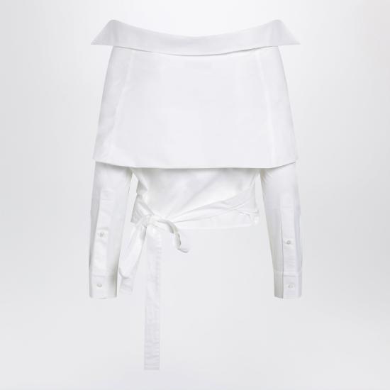 26FW 발렌시아가 오프 숄더 랩 셔츠 오프 숄더 랩 셔츠 872123TRM28 White - BALENCIAGA