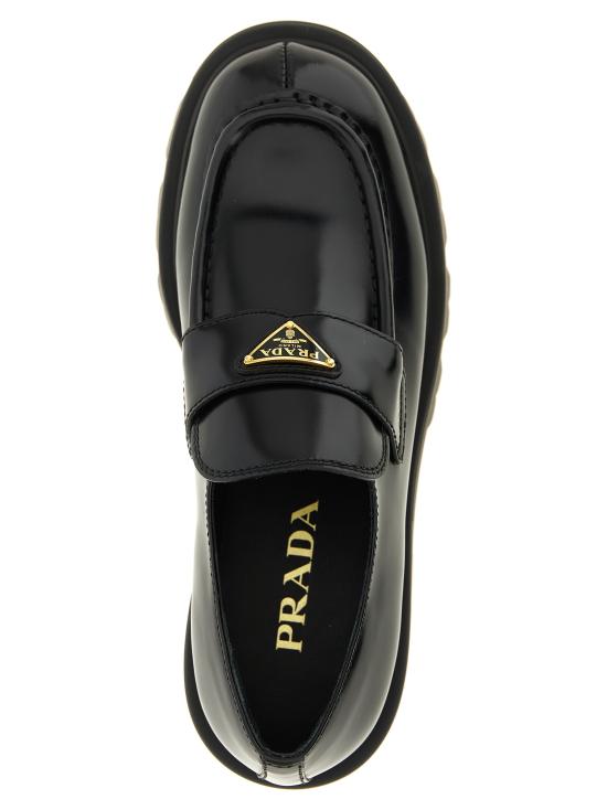 26FW 프라다 모노블럭 러버솔 레더 로퍼 1D185OFB050055F0002 Black - PRADA
