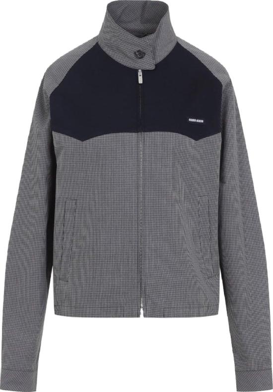  미우미우 깅엄 체크 블루종 자켓 ML1501SOOO19OSF0031GRIGIO DIVERS - MIU MIU