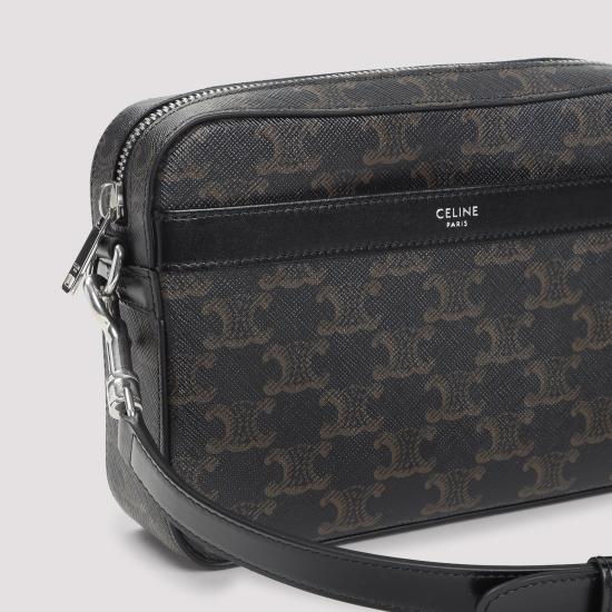26FW 셀린느 트리옹프 캔버스 카프스킨 스몰 메신저백 113942EVJ 38SI BLACK - CELINE