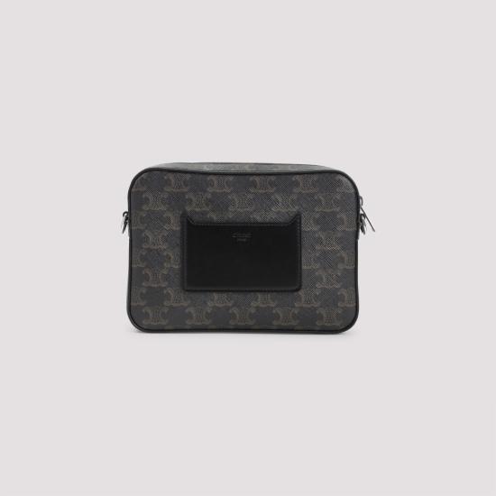 26FW 셀린느 트리옹프 캔버스 카프스킨 스몰 메신저백 113942EVJ 38SI BLACK - CELINE