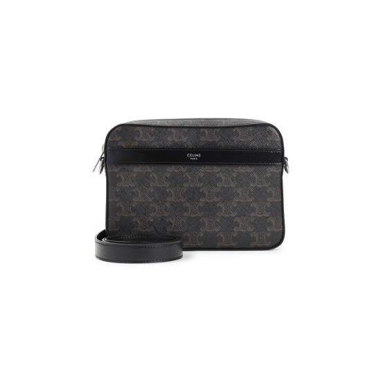 26FW 셀린느 트리옹프 캔버스 카프스킨 스몰 메신저백 113942EVJ 38SI BLACK - CELINE