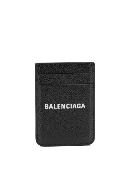 26FW 발렌시아가 그레인드 카프스킨 캐쉬 마그네틱 카드 홀더 6758352AAYH1090 BLACK