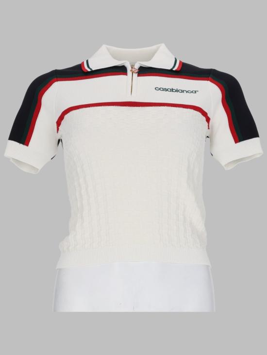 26FW 카사블랑카 폴로 티셔츠 W PF26 KW 1247 01WHITE NAVY MULTICOLOUR