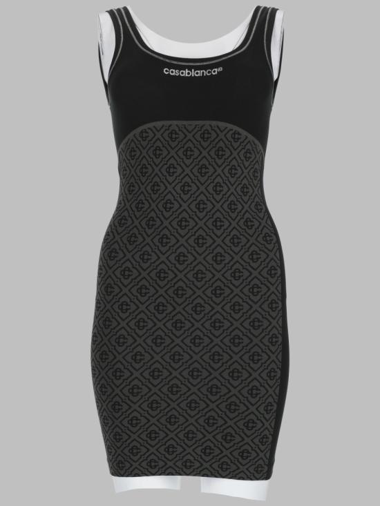 26FW 카사블랑카 미디 원피스 W PF26 ACT 069 01GREYMONOGRAM CHARCOAL