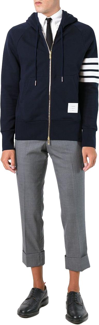 26FW 톰브라운 클래식 루프백 4바 풀 지퍼 후디 MJT022H00535461 NAVY - THOM BROWNE