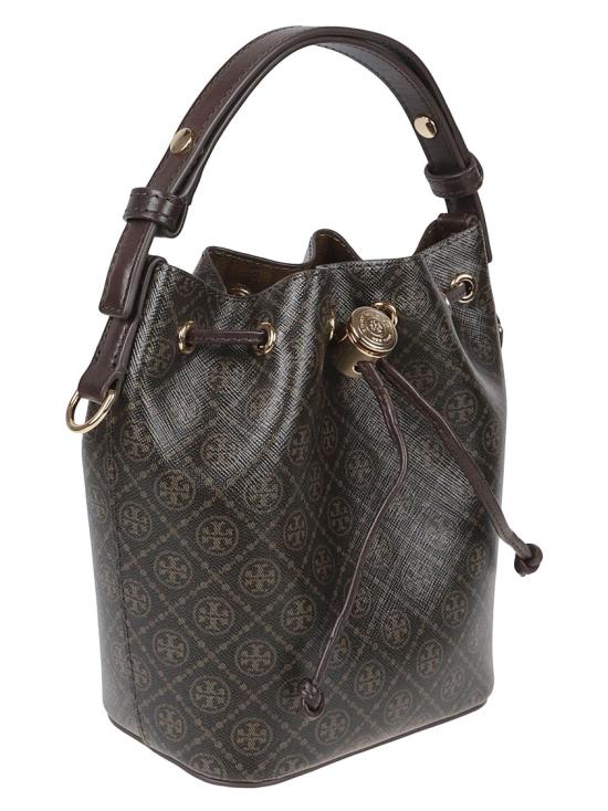 26SS 토리버치 T 모노그램 코티드 캔버스 버킷백 164889 200 Brown - TORY BURCH