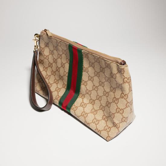 26FW 구찌 웹 디테일 GG 파우치 875821FAF798547 Beige - GUCCI
