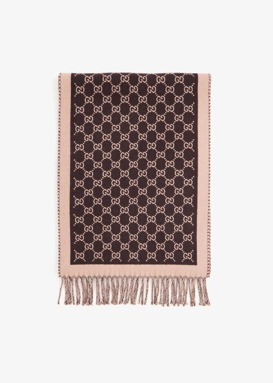 26FW 구찌 울 자카드 스카프 8355343G2002172 Brown - GUCCI