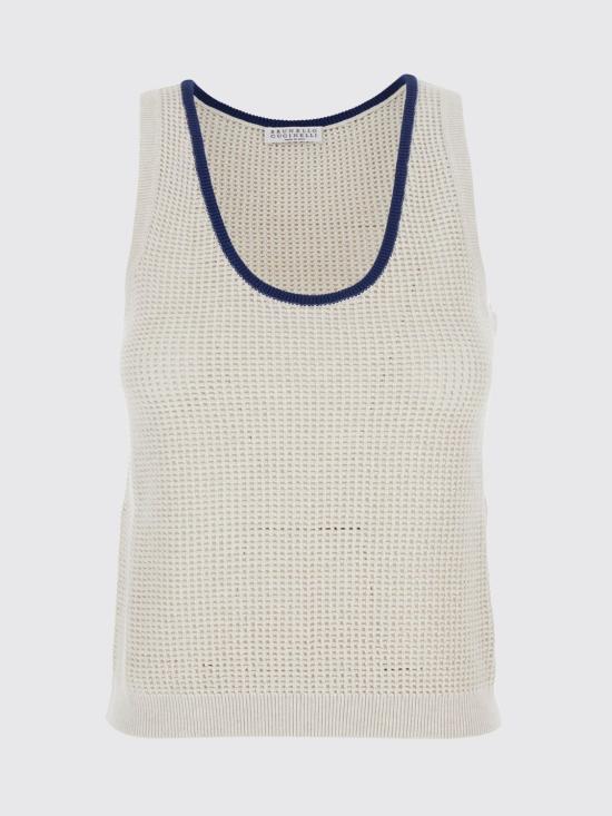 26SS 브루넬로 쿠치넬리 탑 M19225720 CYF11 White - BRUNELLO CUCINELLI