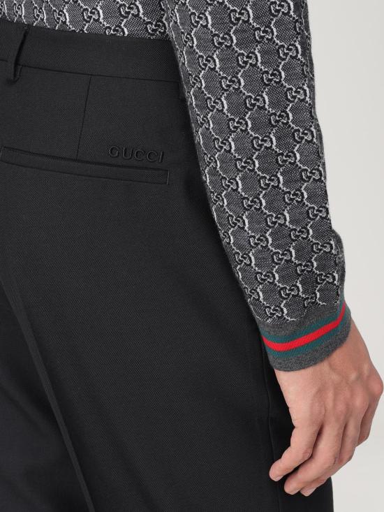 26SS 구찌 울 블렌드 트윌 트라우저 791156ZAMII 1000 Black - GUCCI