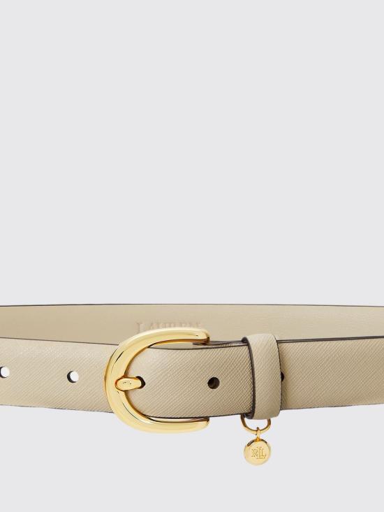 26SS 랄프 로렌 로고 참 레더 벨트 412802952 038 Beige - RALPH LAUREN