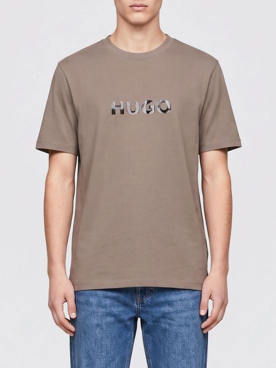 26SS 휴고보스 로고 프린트 티셔츠 50557437 237 Brown