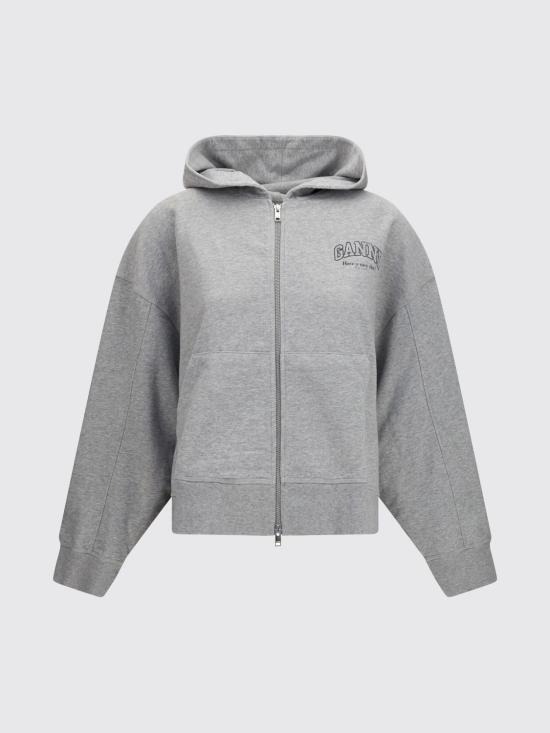 26FW 가니 에센셜 집업 후디 A1060023 920 Grey - GANNI