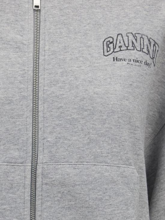 26FW 가니 에센셜 집업 후디 A1060023 920 Grey - GANNI