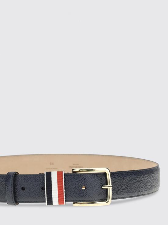 26SS 톰브라운 카프스킨 페블 레더 벨트 MCX039A00198 415 Navy - THOM BROWNE