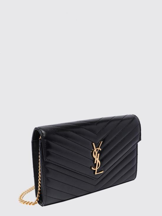26SS 생로랑 레더 카산드라 체인 월렛 377828AAA44 1000 Black - SAINT LAURENT