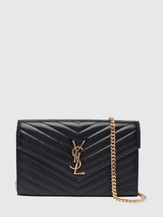 26SS 생로랑 레더 카산드라 체인 월렛 377828AAA44 1000 Black