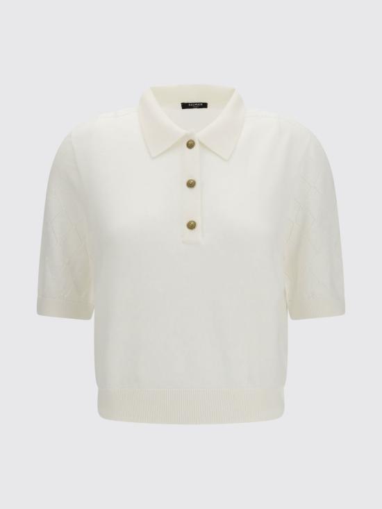26FW 발망 폴로 티셔츠 HF1GB040KJ99 0FA White - BALMAIN