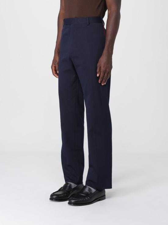 26SS 구찌 웹 디테일 코튼 개버딘 팬츠 794410ZABPQ 4020 Blue - GUCCI