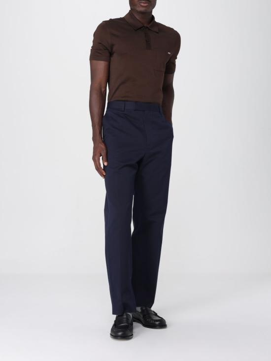 26SS 구찌 웹 디테일 코튼 개버딘 팬츠 794410ZABPQ 4020 Blue - GUCCI