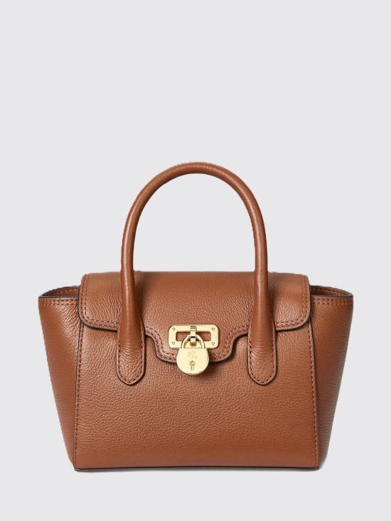 26SS 랄프 로렌 태너 페블 레더 스몰 사첼 토트백 431969349 001 Brown