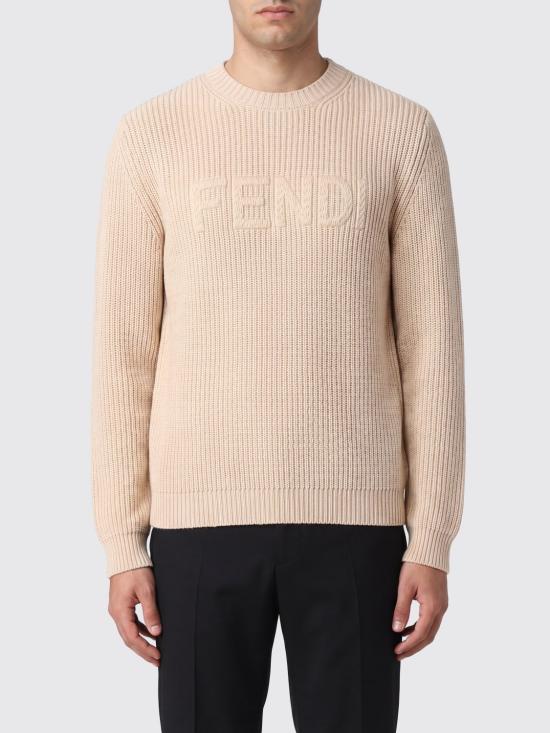 26SS 펜디 맥시 로고 자수 울 리브 니트 스웨터 FZX091AW0C AW0CF1J2A Beige